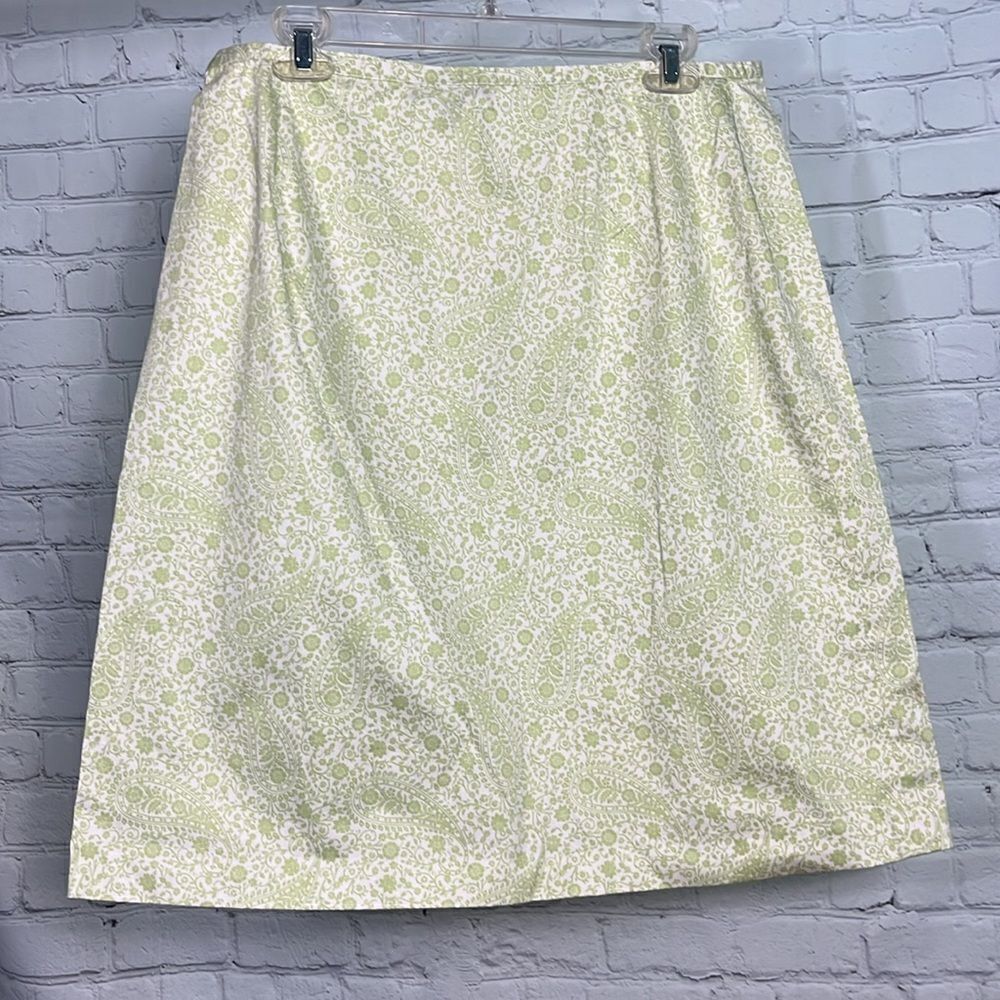 Brooks Brothers Springtime lime green paisley print! A-line size 12 - Picture 4 of 5